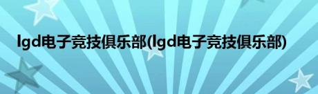 lgd电子竞技俱乐部(lgd电子竞技俱乐部)