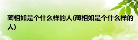 蔺相如是个什么样的人(蔺相如是个什么样的人)