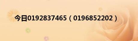 今日0192837465（0196852202）