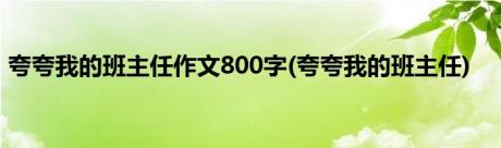 夸夸我的班主任作文800字(夸夸我的班主任)