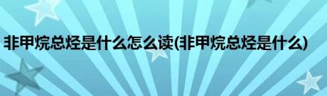 非甲烷总烃是什么怎么读(非甲烷总烃是什么)