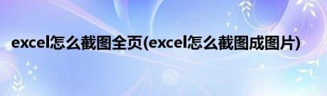 excel怎么截图全页(excel怎么截图成图片)