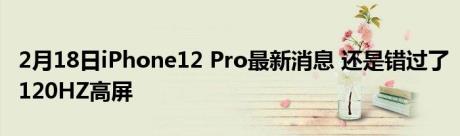 2月18日iPhone12 Pro最新消息 还是错过了120HZ高屏