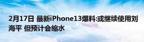 2月17日 最新iPhone13爆料:或继续使用刘海平 但预计会缩水