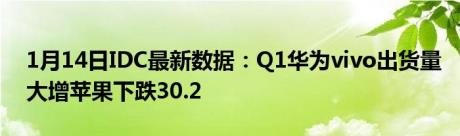 1月14日IDC最新数据：Q1华为vivo出货量大增苹果下跌30.2