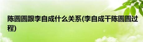 陈圆圆跟李自成什么关系(李自成干陈圆圆过程)