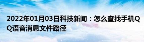 2022年01月03日科技新闻：怎么查找手机QQ语音消息文件路径