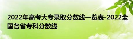 2022年高考大专录取分数线一览表-2022全国各省专科分数线