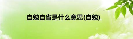 自勉自省是什么意思(自勉)