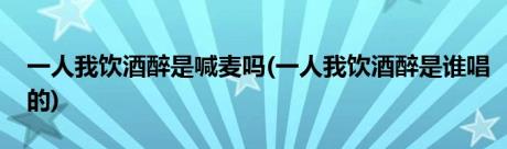 一人我饮酒醉是喊麦吗(一人我饮酒醉是谁唱的)