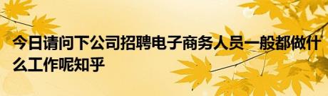 今日请问下公司招聘电子商务人员一般都做什么工作呢知乎