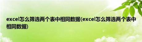 excel怎么筛选两个表中相同数据(excel怎么筛选两个表中相同数据)