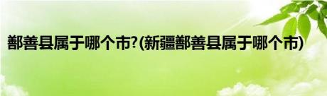 鄯善县属于哪个市?(新疆鄯善县属于哪个市)