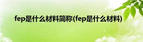 fep是什么材料简称(fep是什么材料)