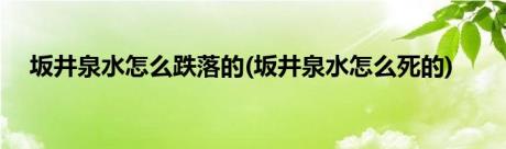 坂井泉水怎么跌落的(坂井泉水怎么死的)