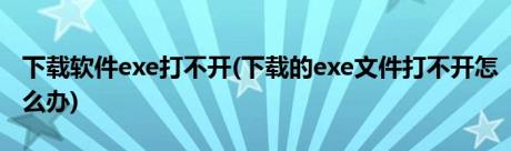 下载软件exe打不开(下载的exe文件打不开怎么办)