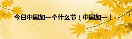 今日中国加一个什么节（中国加一）