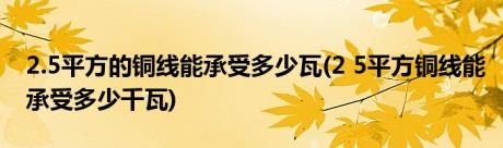 2.5平方的铜线能承受多少瓦(2 5平方铜线能承受多少千瓦)