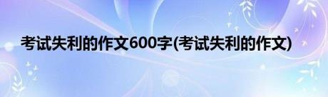 考试失利的作文600字(考试失利的作文)