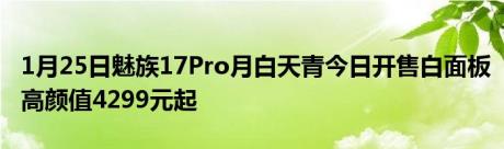 1月25日魅族17Pro月白天青今日开售白面板高颜值4299元起