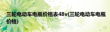 三轮电动车电瓶价格表48v(三轮电动车电瓶价格)