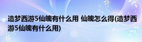 造梦西游5仙魄有什么用 仙魄怎么得(造梦西游5仙魄有什么用)