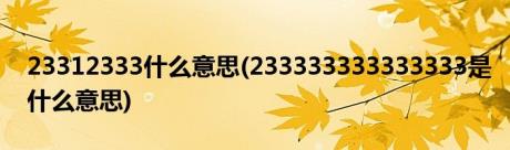 23312333什么意思(233333333333333是什么意思)