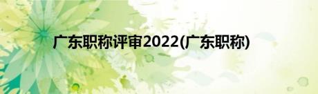 广东职称评审2022(广东职称)