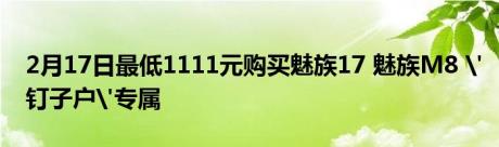 2月17日最低1111元购买魅族17 魅族M8 '钉子户'专属