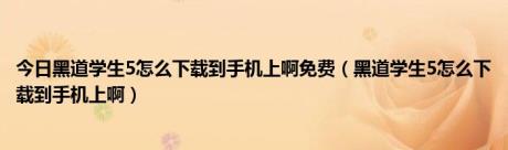 今日黑道学生5怎么下载到手机上啊免费（黑道学生5怎么下载到手机上啊）