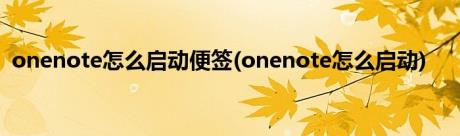 onenote怎么启动便签(onenote怎么启动)