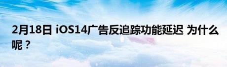 2月18日 iOS14广告反追踪功能延迟 为什么呢？