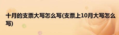 十月的支票大写怎么写(支票上10月大写怎么写)