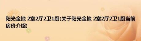 阳光金地 2室2厅2卫1厨(关于阳光金地 2室2厅2卫1厨当前房价介绍) 