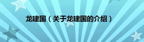 龙建国（关于龙建国的介绍）