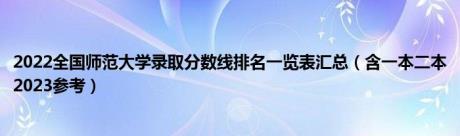 2022全国师范大学录取分数线排名一览表汇总（含一本二本2023参考）