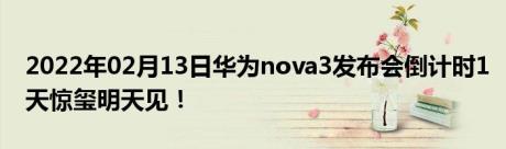 2022年02月13日华为nova3发布会倒计时1天惊玺明天见！