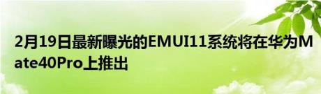 2月19日最新曝光的EMUI11系统将在华为Mate40Pro上推出