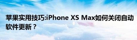 苹果实用技巧:iPhone XS Max如何关闭自动软件更新？