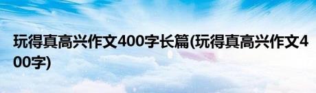 玩得真高兴作文400字长篇(玩得真高兴作文400字)