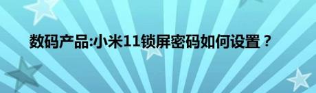 数码产品:小米11锁屏密码如何设置？