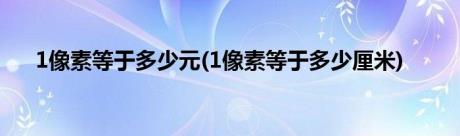 1像素等于多少元(1像素等于多少厘米)