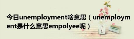 今日unemployment啥意思（unemployment是什么意思empolyee呢）