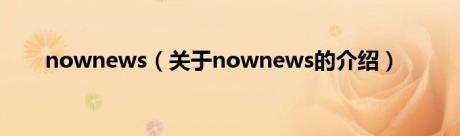 nownews（关于nownews的介绍）