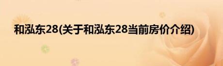 和泓东28(关于和泓东28当前房价介绍)