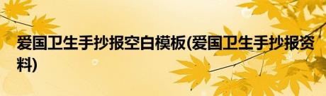 爱国卫生手抄报空白模板(爱国卫生手抄报资料)