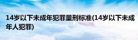 14岁以下未成年犯罪量刑标准(14岁以下未成年人犯罪)