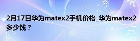 2月17日华为matex2手机价格_华为matex2多少钱？