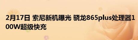 2月17日 索尼新机曝光 骁龙865plus处理器100W超级快充