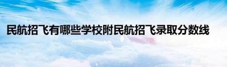 民航招飞有哪些学校附民航招飞录取分数线